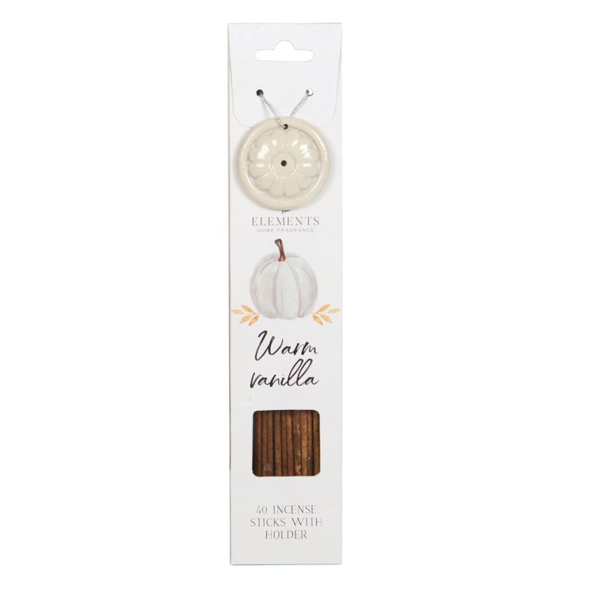Elements Warm Vanilla Incense Sticks & Ceramic Holder Gift Set