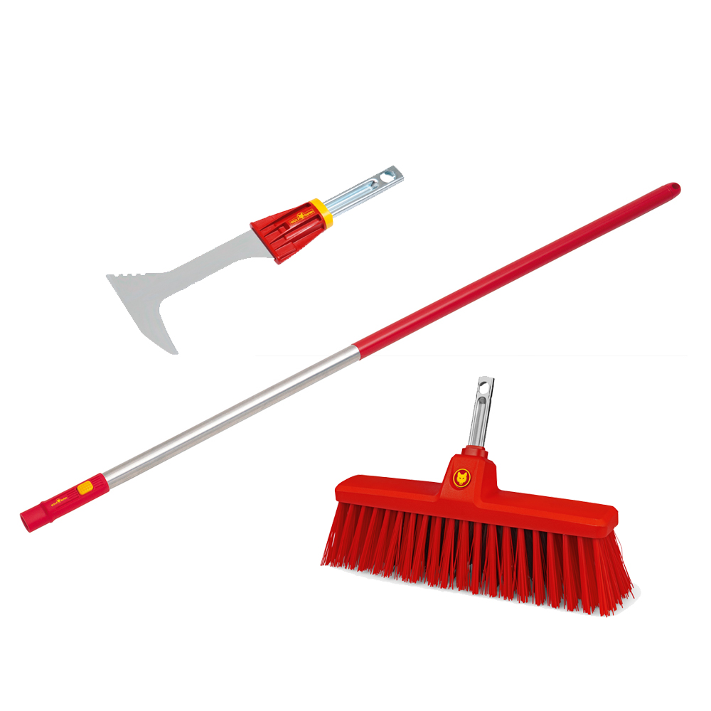 Wolf Garten Handle, Broom and Scraper Set
