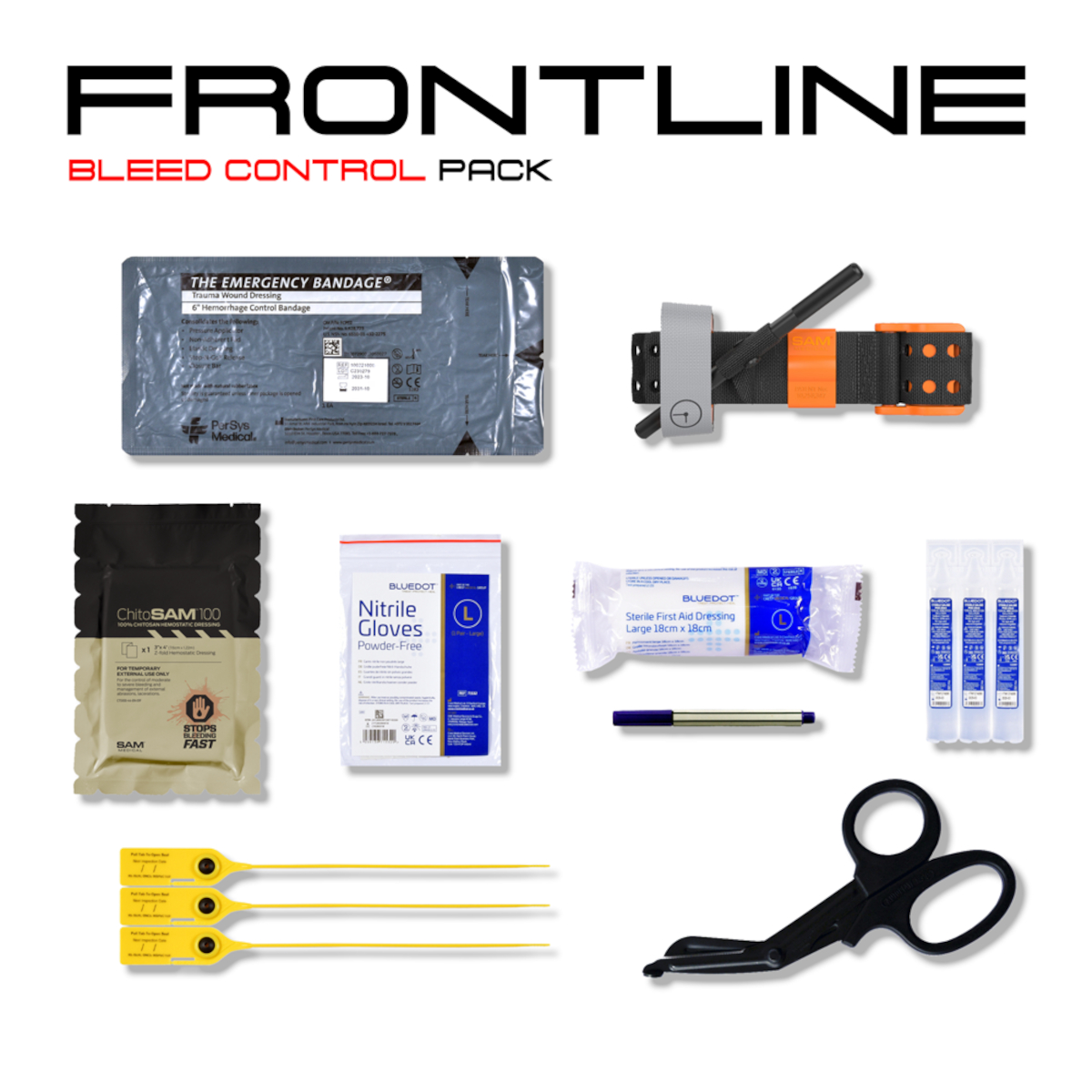 Stein FRONTLINE Bleed Control Trauma Kit Contents