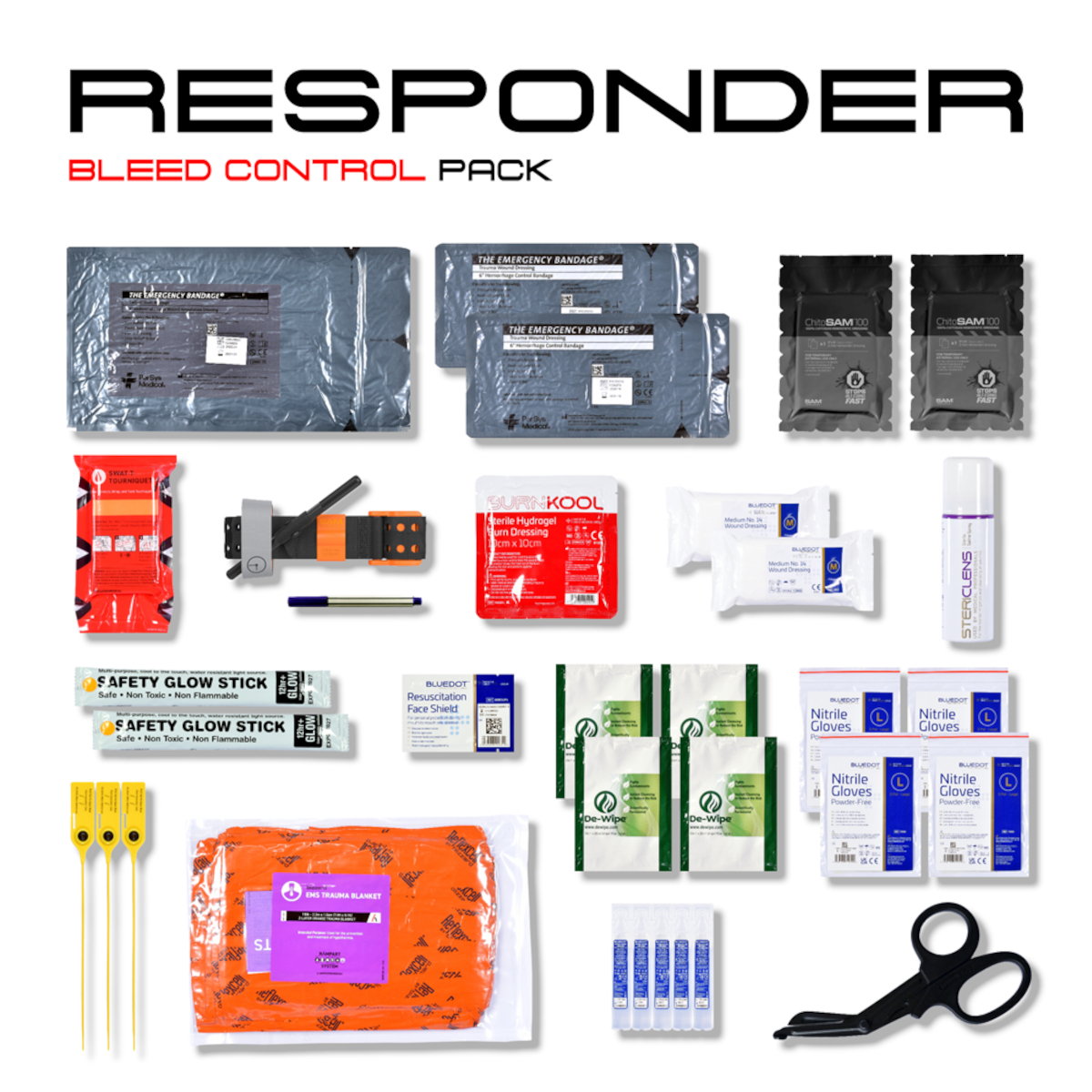 Stein RESPONDER Bleed Control Trauma Kit Packaged info