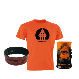 Sawpod Orangutan Adventure Bundle – AirCool T-Shirt, Buff Snood & Leather Wristband