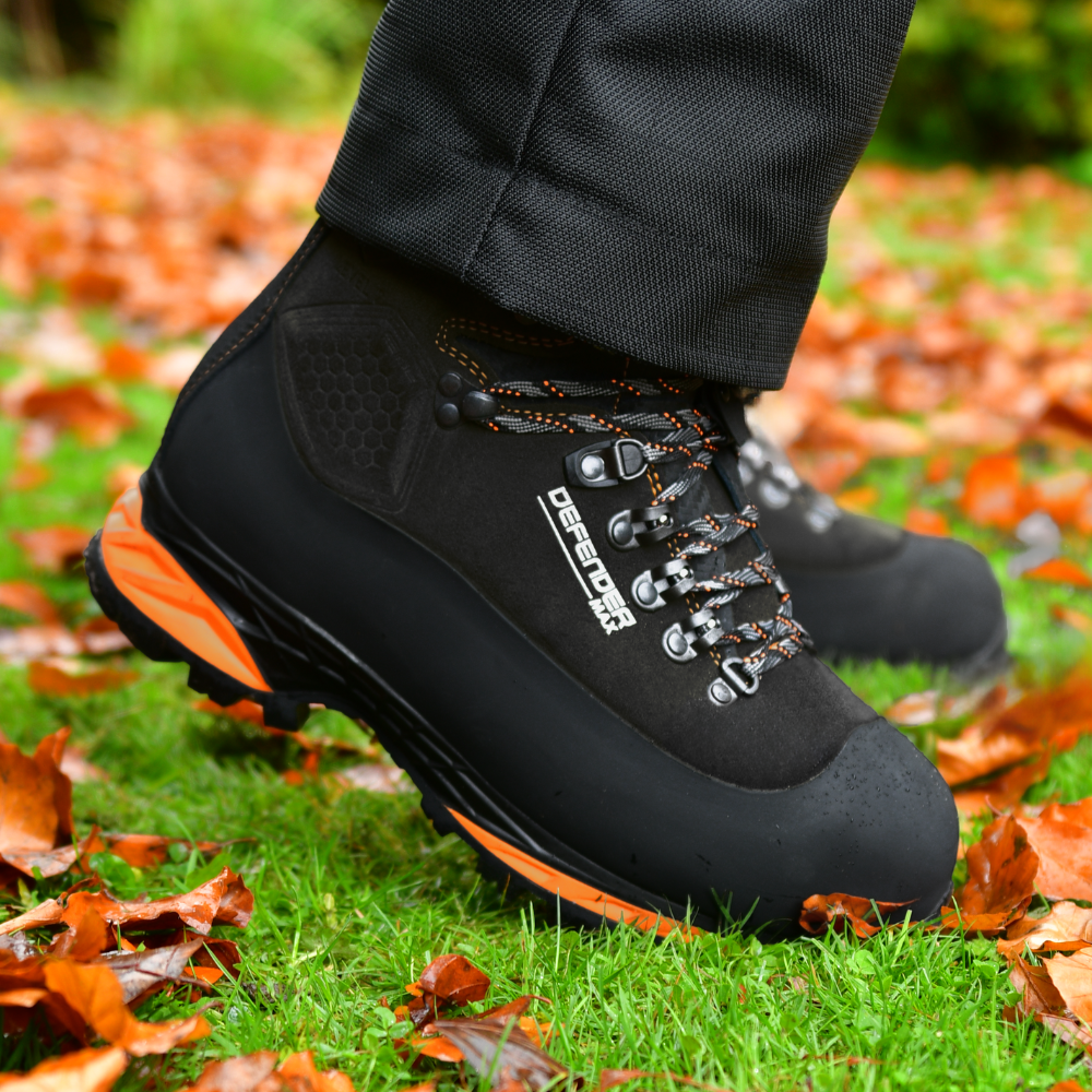 Stein Defender MAX V2 Chainsaw Boots – Black action