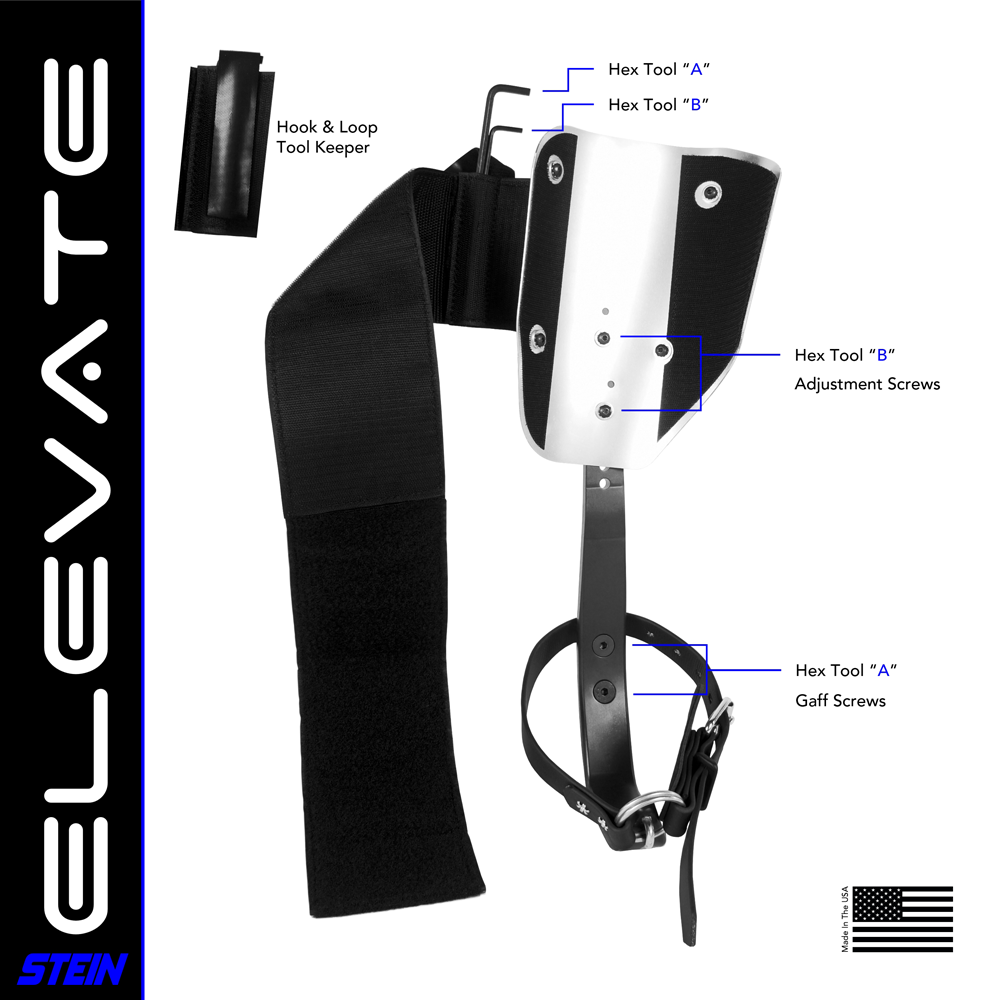 Stein ELEVATE Climbing Spikes Kit - Fitted with 43mm Gaffs & Velcro Pads - Black 3