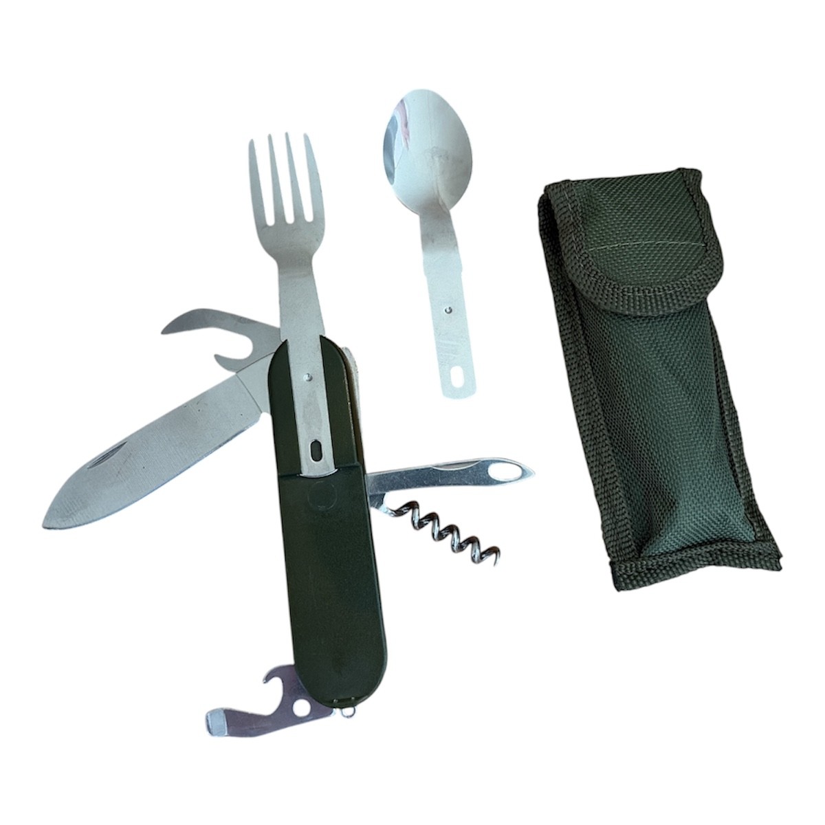 CEuk 6-in-1 Bushcraft Multi-Tool Fork Spoon Knife Folding Cutlery Kit Set